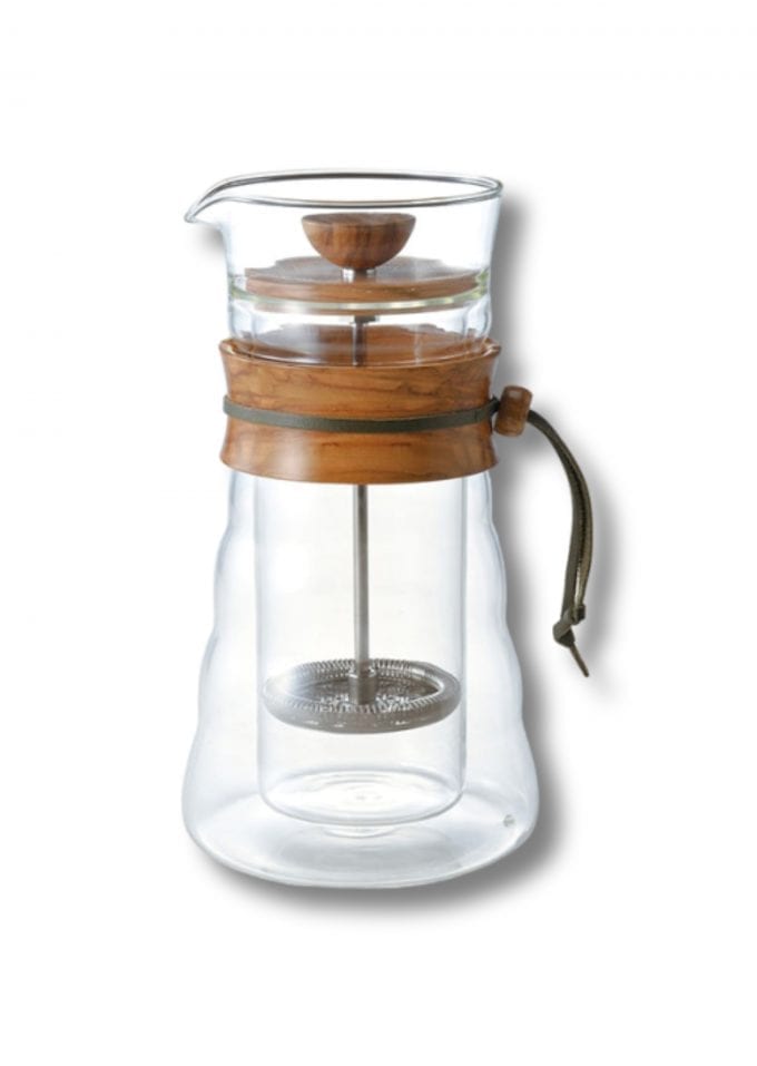 Hario Cafe Press Double Glass - Olive Wood - 600ml