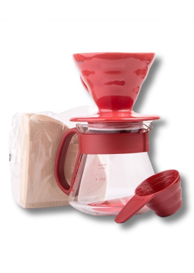 Hario V60 Dripper & Red Pot Set